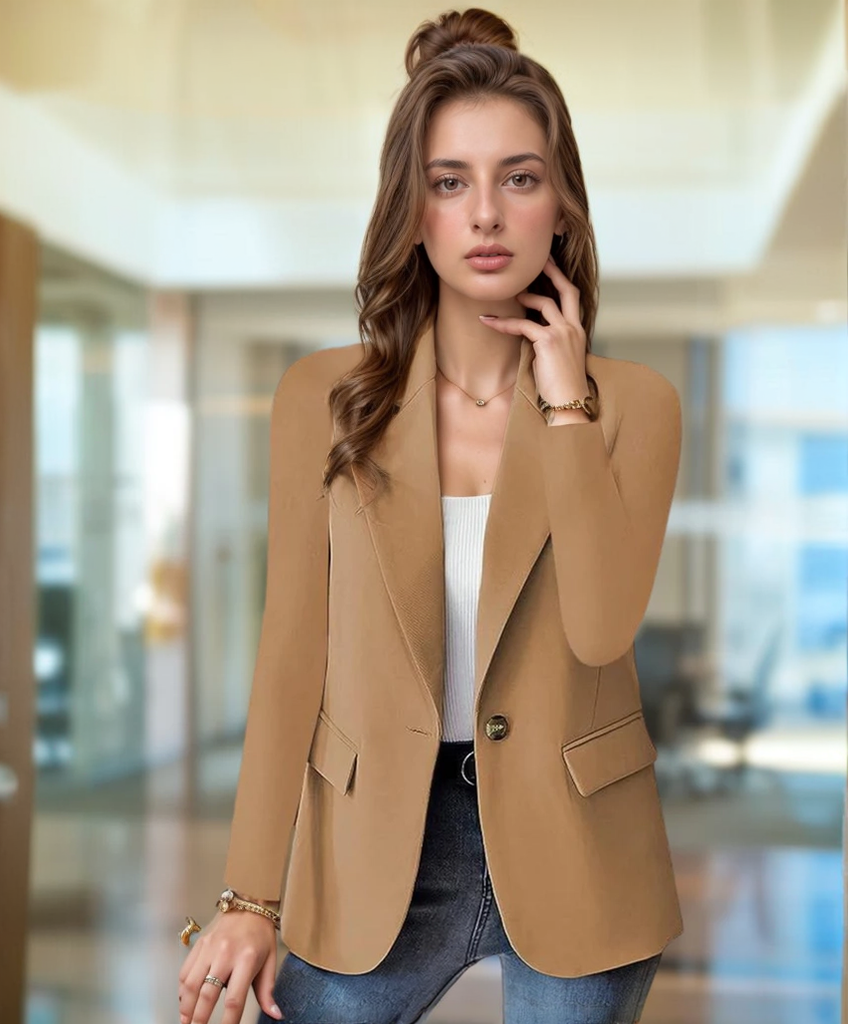 Women's Professional Slim Fit Long Sleeve Blazer with Lapel