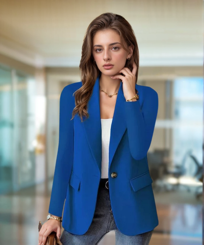 Women's Professional Slim Fit Long Sleeve Blazer with Lapel