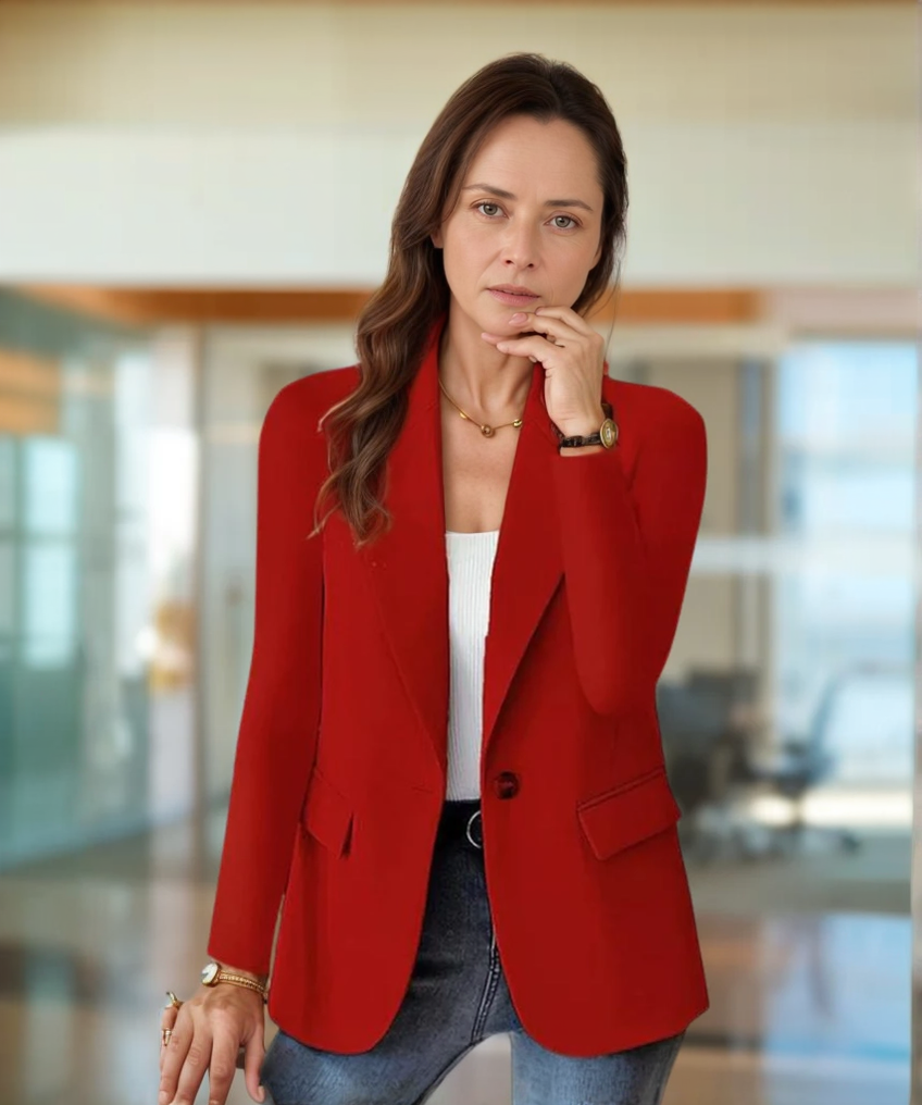 Women's Professional Slim Fit Long Sleeve Blazer with Lapel