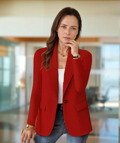 Women's Professional Slim Fit Long Sleeve Blazer with Lapel