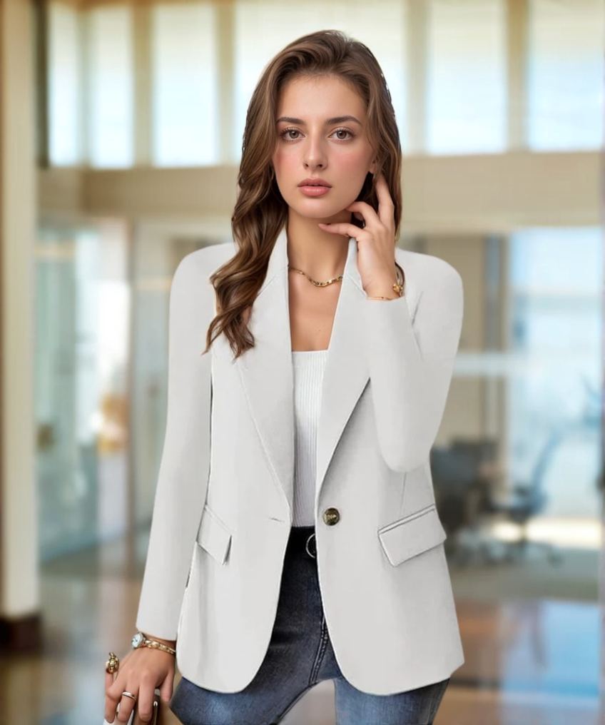 Women's Professional Slim Fit Long Sleeve Blazer with Lapel