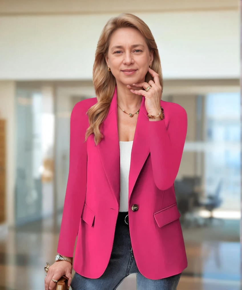 Women's Professional Slim Fit Long Sleeve Blazer with Lapel