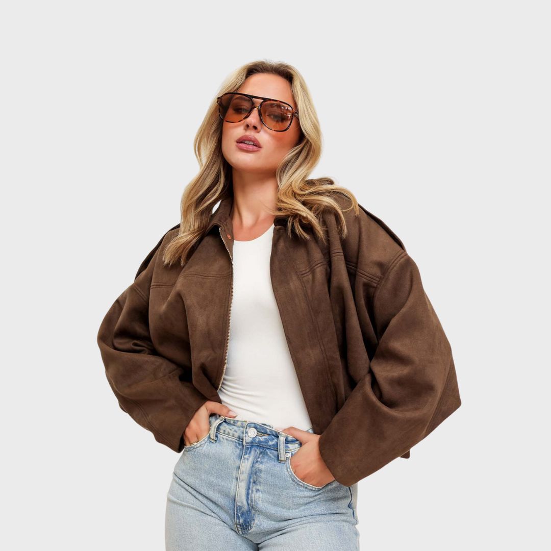 Catherine | Suede Oversized Warm Leather Jacket