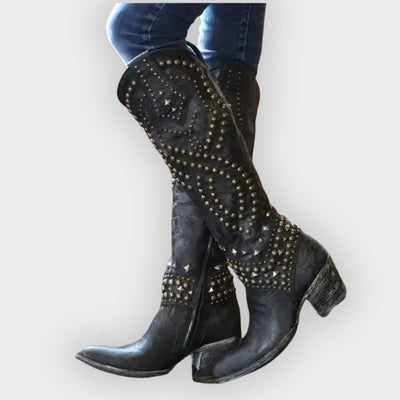 Poppy | Knee-High Boots – Distressed Leather