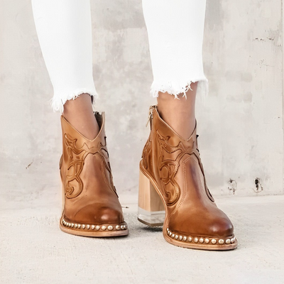 Ruby | Ankle Boots – Studded Sole & Block Heel