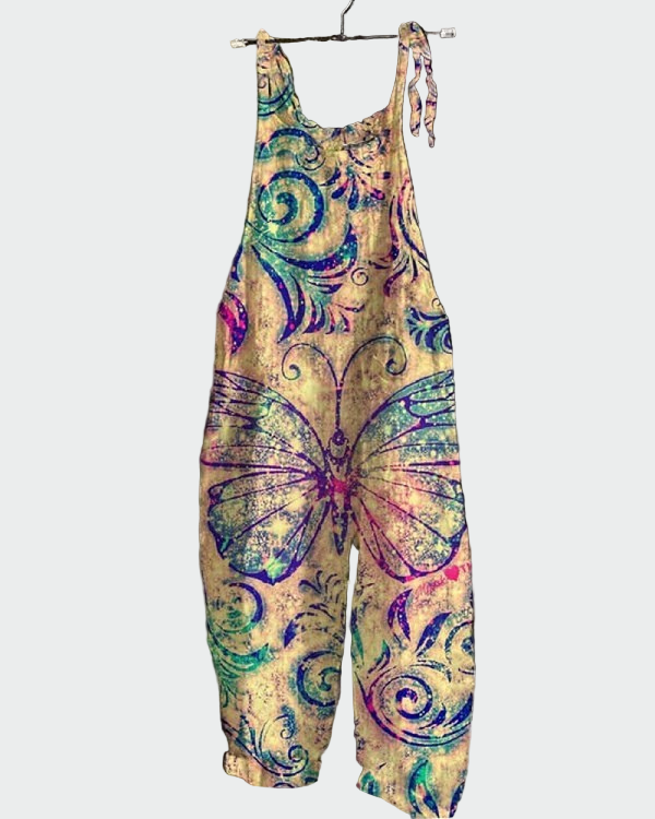 Alex | Retro Dungarees With Butterfly Embellishment