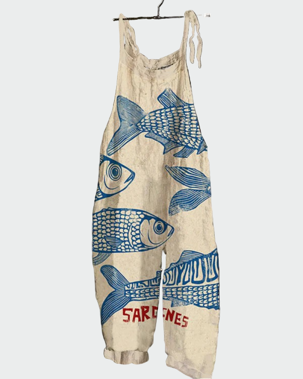 Rowan | Retro Floral Mediterranean Crystal Jumpsuit