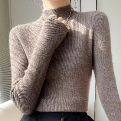 Alice | Knit Sweater With Half Turtleneck and Long Sleeves