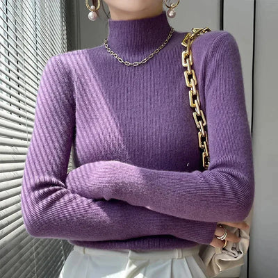 Alice | Knit Sweater With Half Turtleneck and Long Sleeves