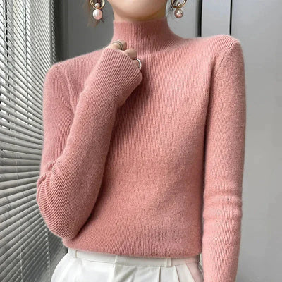 Alice | Knit Sweater With Half Turtleneck and Long Sleeves