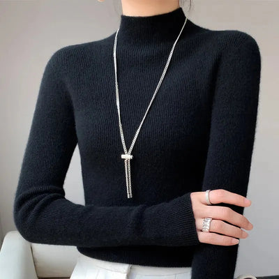 Alice | Knit Sweater With Half Turtleneck and Long Sleeves