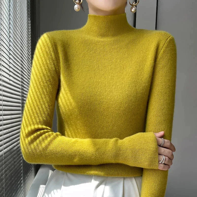Alice | Knit Sweater With Half Turtleneck and Long Sleeves