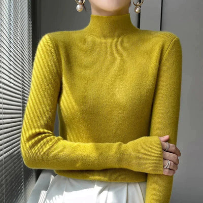 Alice | Knit Sweater With Half Turtleneck and Long Sleeves