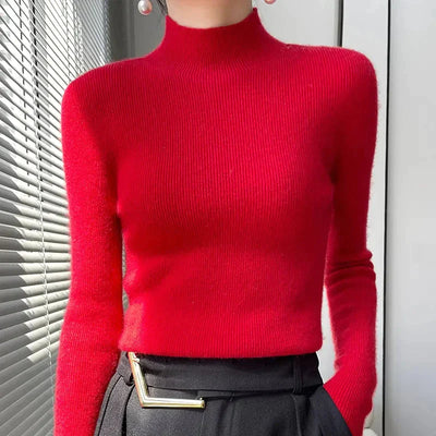 Alice | Knit Sweater With Half Turtleneck and Long Sleeves