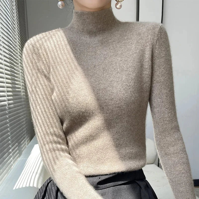Alice | Knit Sweater With Half Turtleneck and Long Sleeves