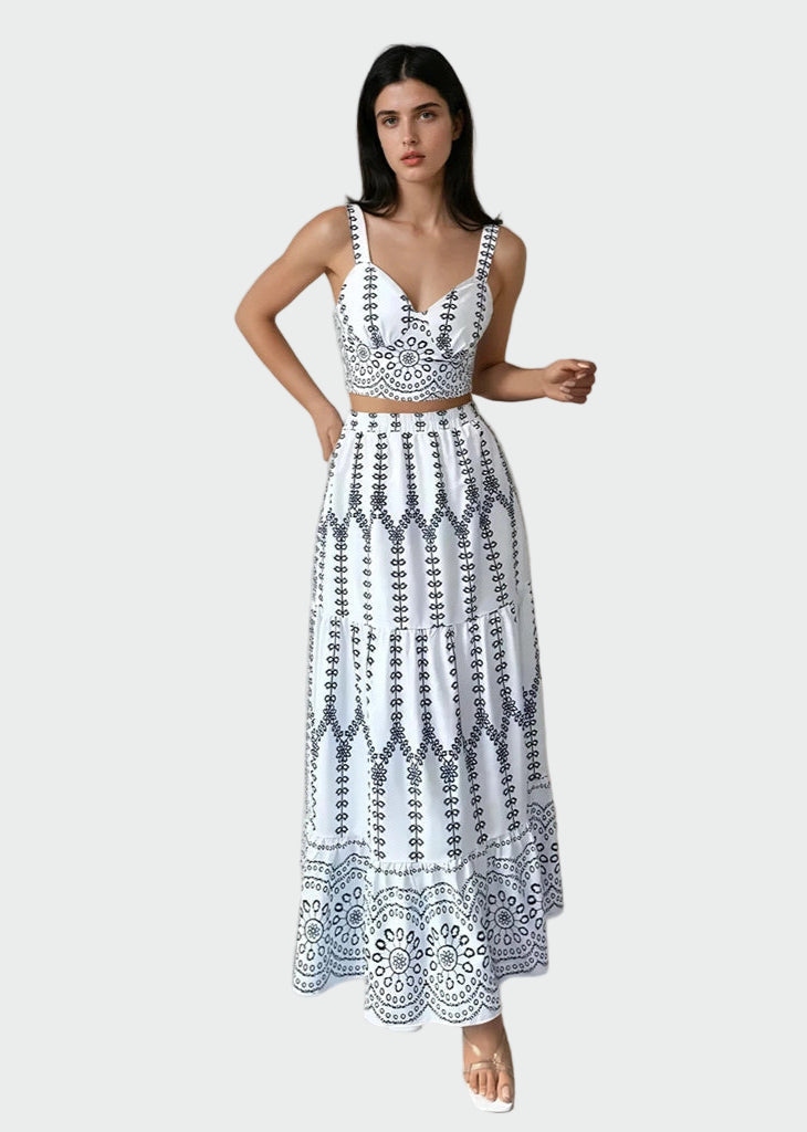 Taylor | White Mediterranean Harmony Two-Piece Ensemble