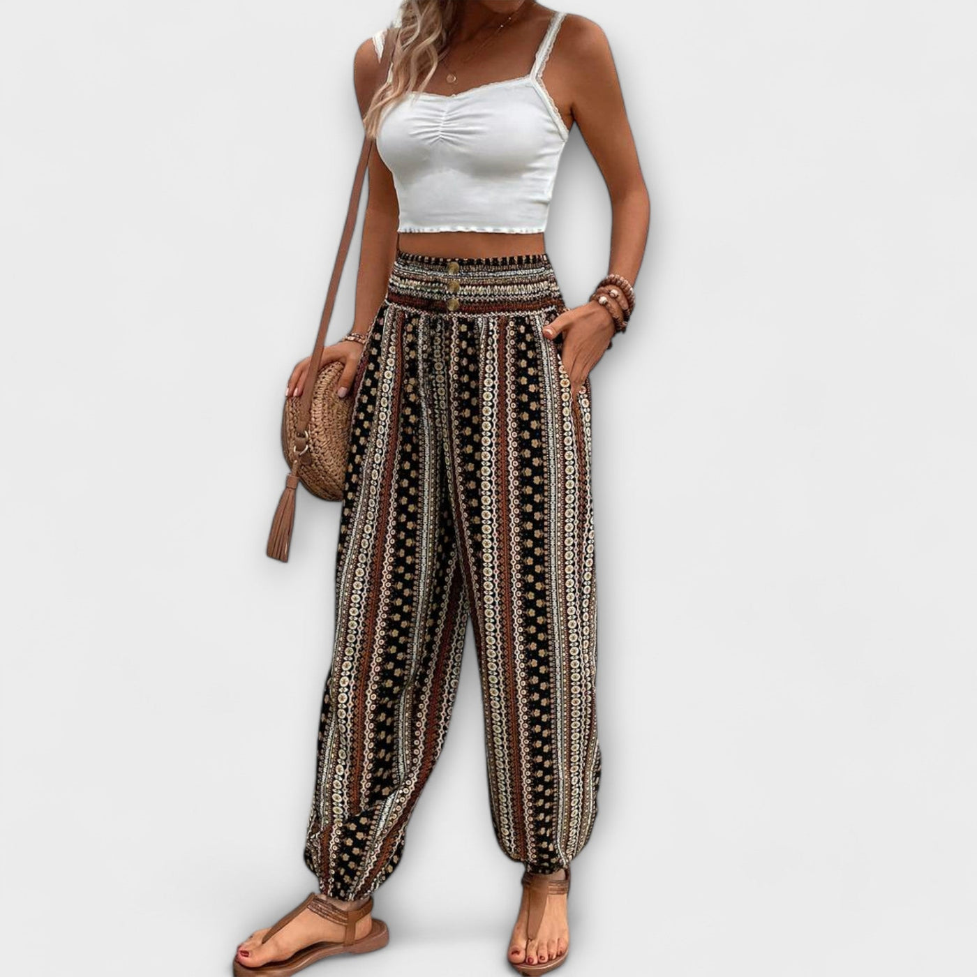 Amelia | Trousers With Ethnographic Folklore Pattern