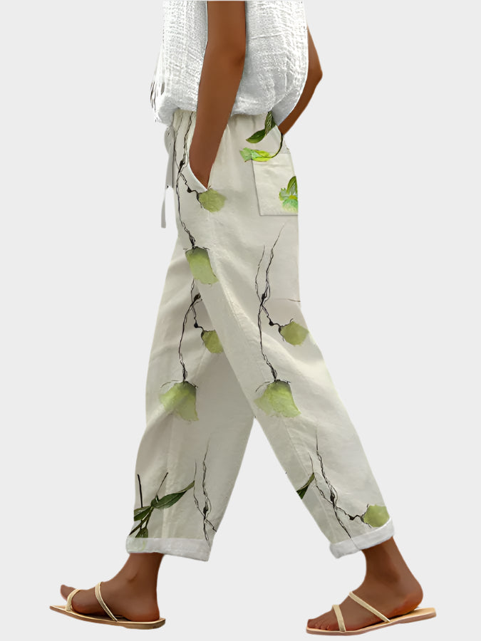 Rowan | Lightweight Floral Print Comfortable Trousers