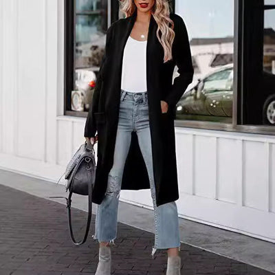 Women's Long Cardigan - Open Front - Elegant Casual Wear