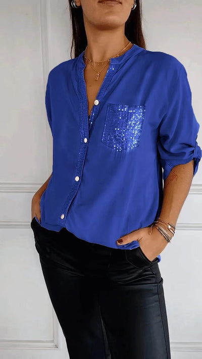 Sequin Pocket Glitter Blouse | Stylish Partywear for Women
