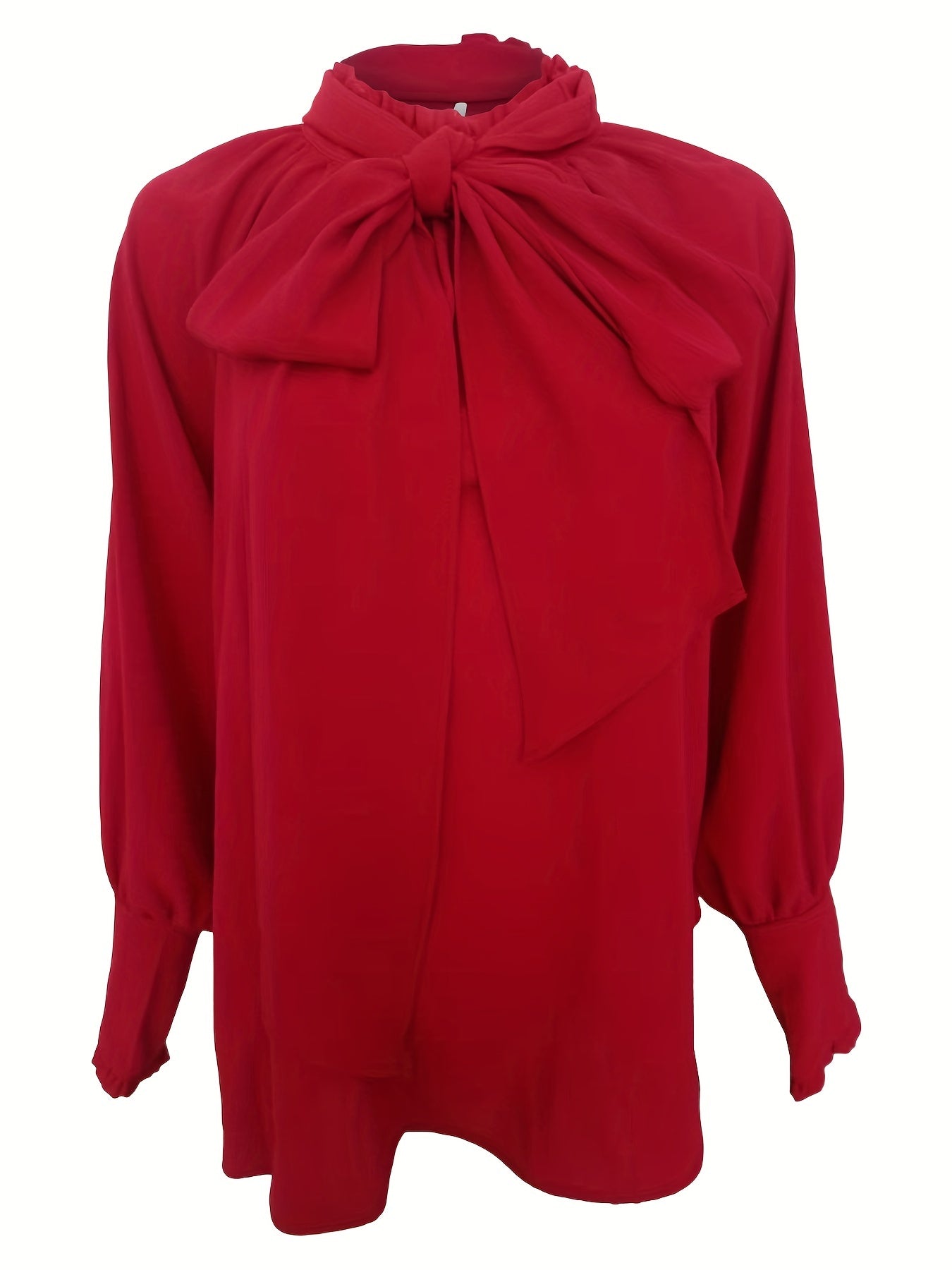 Tie-neck blouse with puff sleeves for women