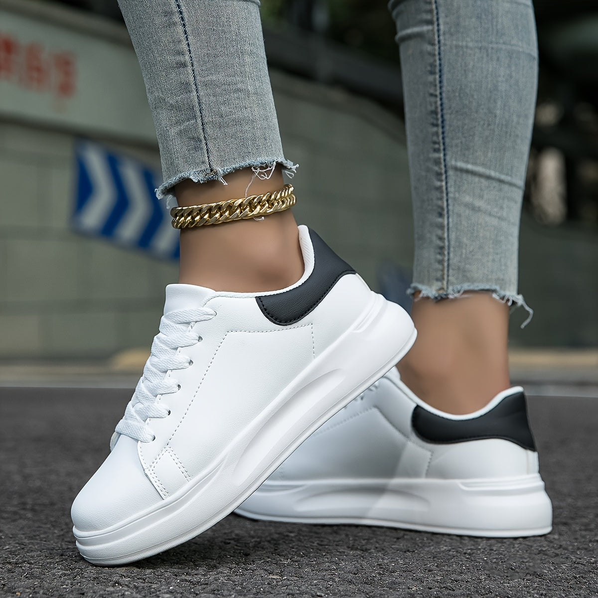 Liliana | Clean White Faux Leather Sneakers
