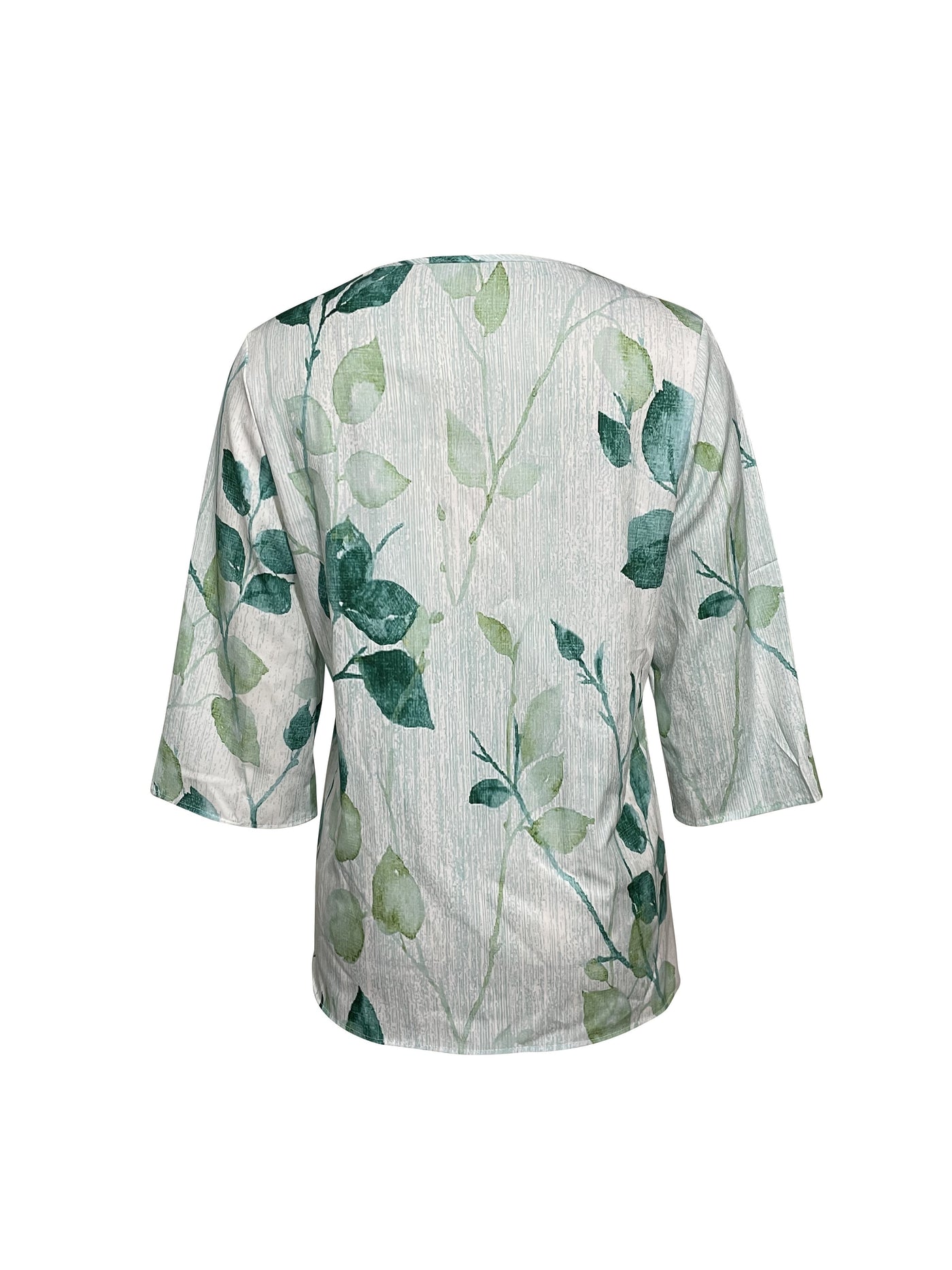 Leaf print v-neck formal blouse for women