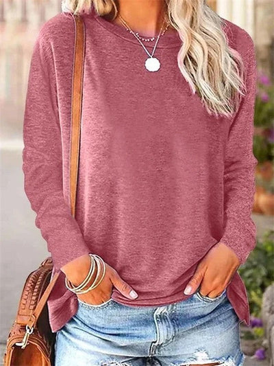 Women’s Blouse – Soft Knit – Relaxed Fit – Long Sleeve – Crew Neck Casual Wear