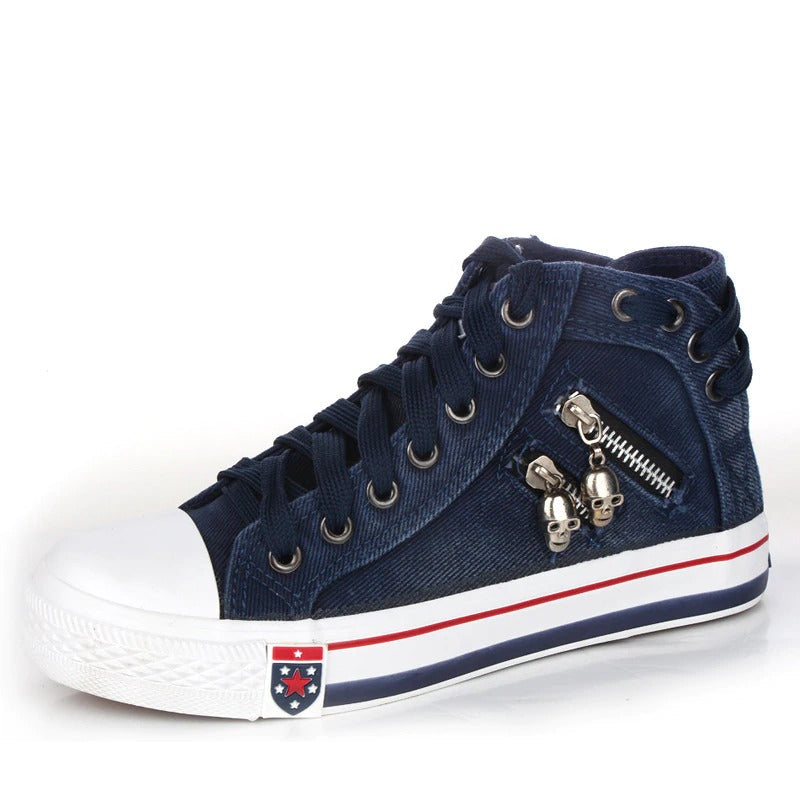 Harlow | High-Top Sneakers - Denim Fabric