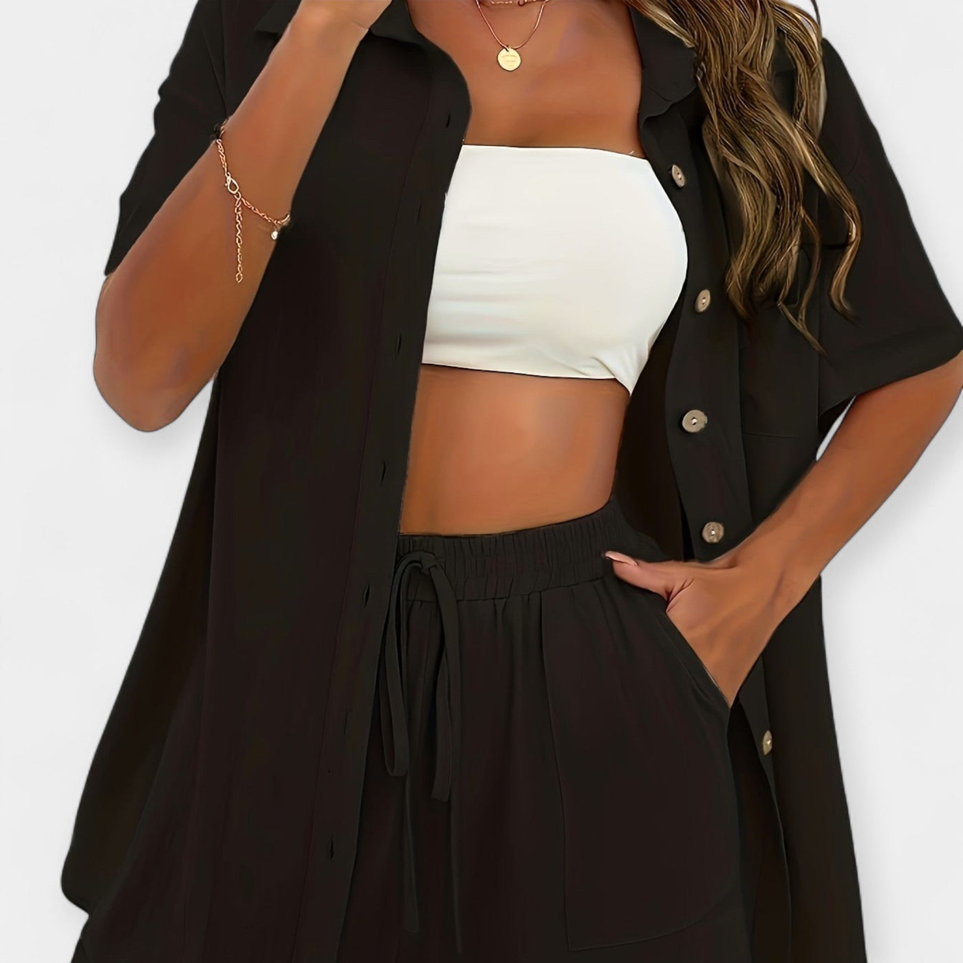 Alexandra | Sophisticated Blouse and Shorts Ensemble