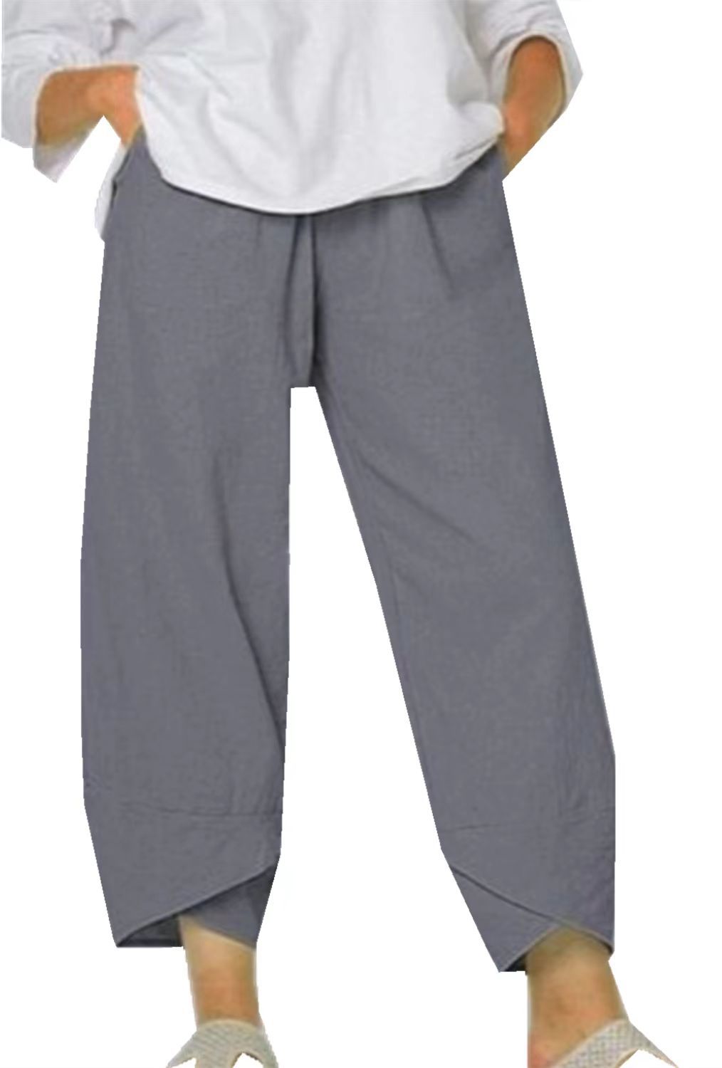 Women's Culottes - Wide Leg - Cropped Length - Elastic Waist - Lightweight Fabric