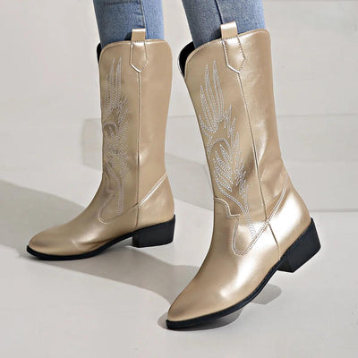 Evie | PU Leather Cowboy Boots with Comfortable Lining
