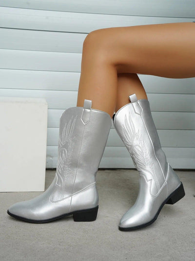 Evie | PU Leather Cowboy Boots with Comfortable Lining
