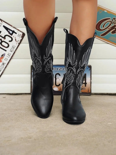 Evie | PU Leather Cowboy Boots with Comfortable Lining