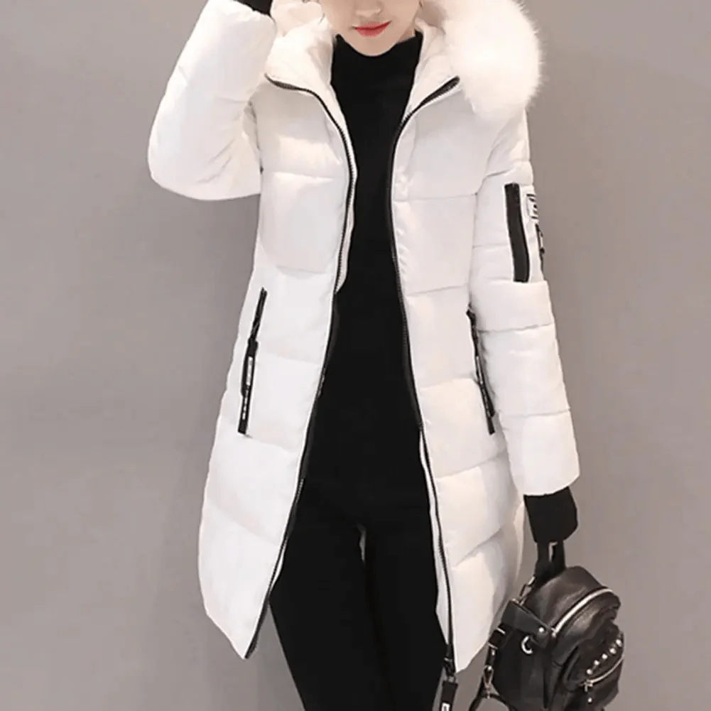 Women’s Puffer Coat – Oversized Fit – Quilted – Faux Fur Hood – Ribbed Cuffs