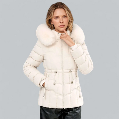 Women’s Parka Coat – Quilted Insulated – Tailored Fit – Faux Fur Hood – Mid Length