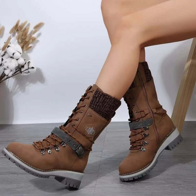 Daisy | Boots - Rib Knit Cuff & Lug Sole
