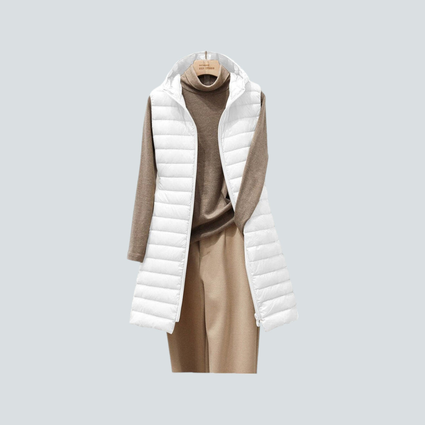 Women's Long Puffer Vest - Quilted Hooded Sleeveless Jacket - Warm Insulated Layer