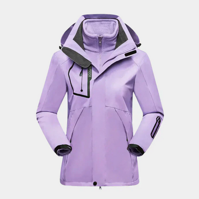 Women’s Outdoor Jacket – Water-Resistant Shell – Fleece Liner – 2-in-1 Design