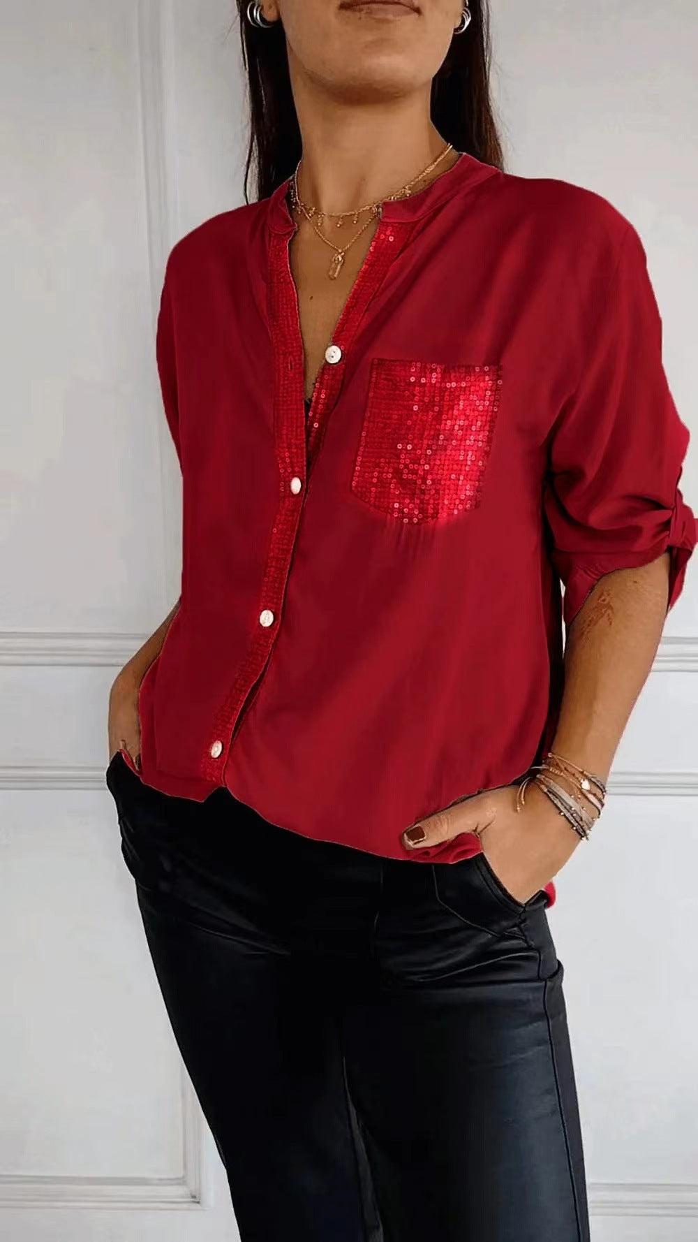 Sequin Pocket Glitter Blouse | Stylish Partywear for Women