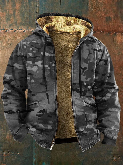Men's Retro Camouflage Print Fleece Jacket Last day 80% off!