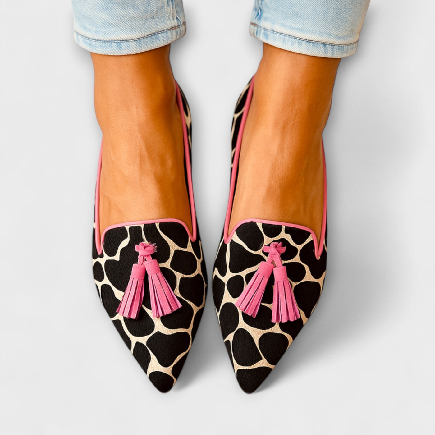 Isabella | Glamorous Tasselled Animal Print Slippers