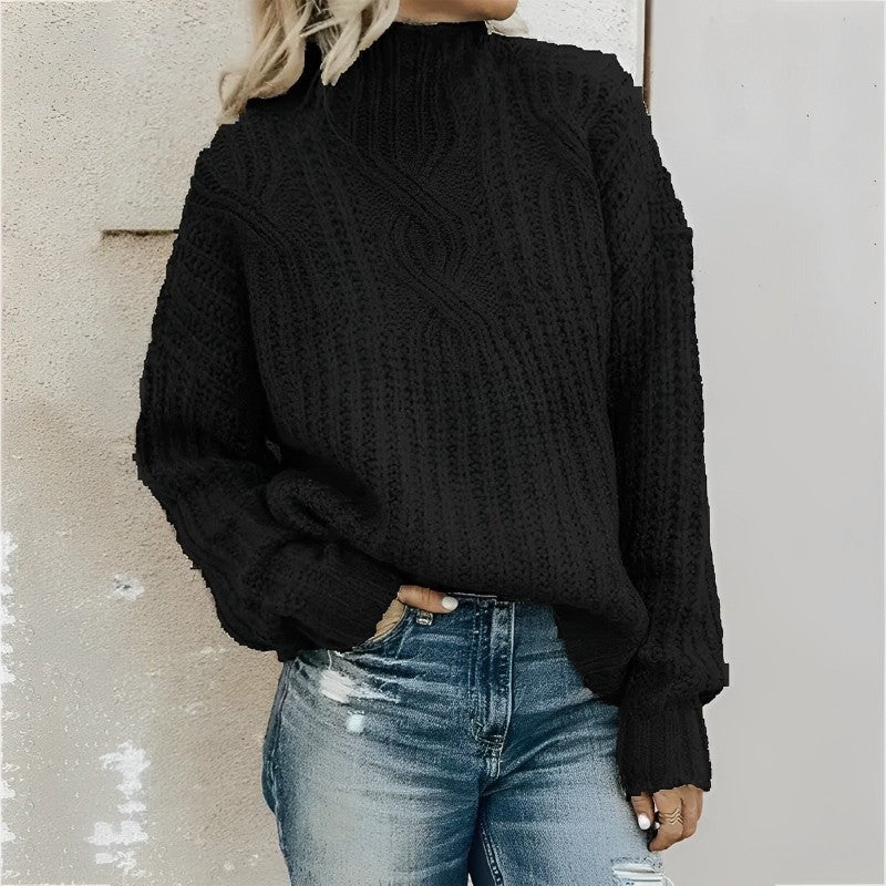 Women's Sweater – Oversized Fit – Wool Blend – Cable Knit – Drop Shoulder Comfort