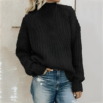 Women's Sweater – Oversized Fit – Wool Blend – Cable Knit – Drop Shoulder Comfort