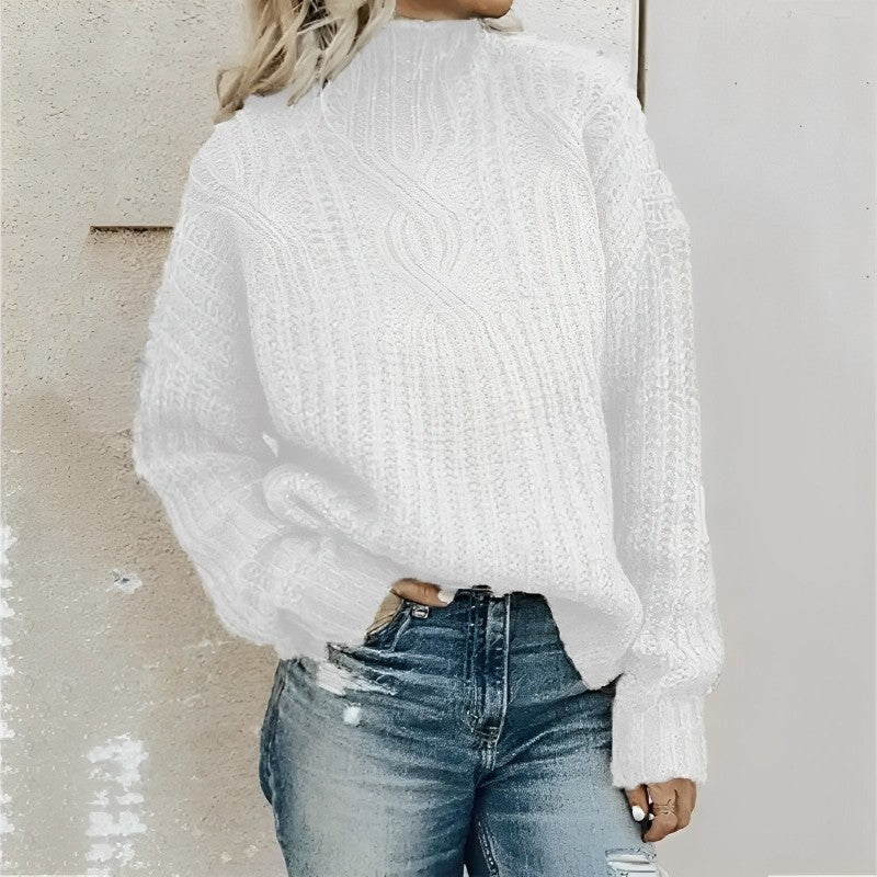 Women's Sweater – Oversized Fit – Wool Blend – Cable Knit – Drop Shoulder Comfort