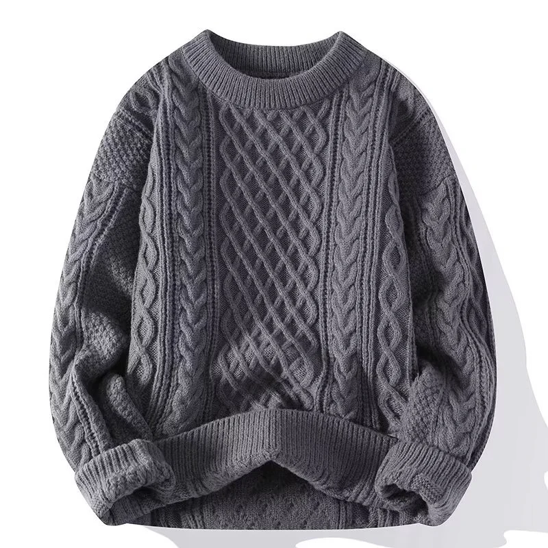 Women’s Sweater – Wool Blend – Relaxed Fit – Cable Knit – Ribbed Crew Neck