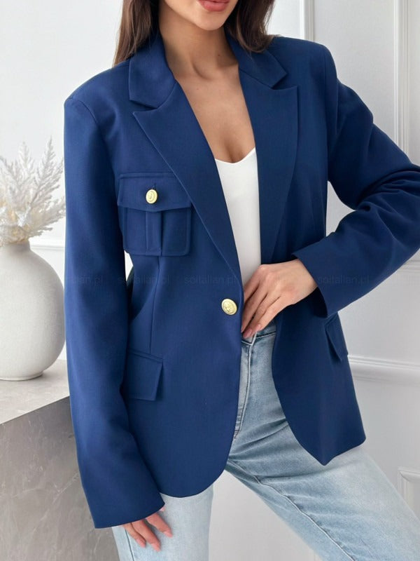 Women's Blazer – Tailored Fit – Wool Blend – Double Breasted – Notch Lapel – Long Sleeve