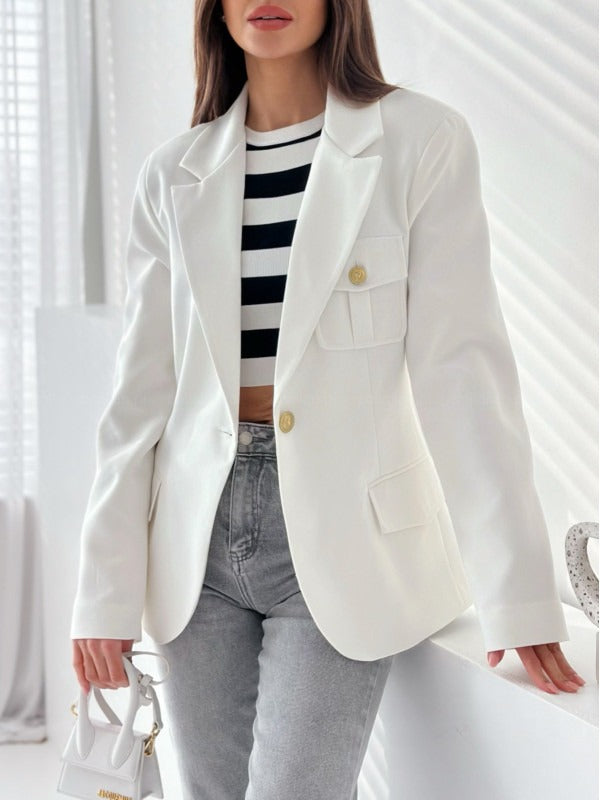 Women's Blazer – Tailored Fit – Wool Blend – Double Breasted – Notch Lapel – Long Sleeve