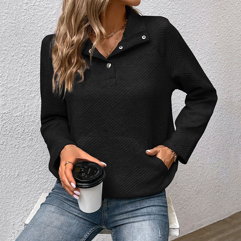 Autumn | Sweatshirt – Stand Collar with Snap Buttons
