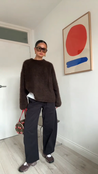 Women’s Pullover Sweater – Mohair Blend – Oversized Fit – Long Sleeve – Round Neck